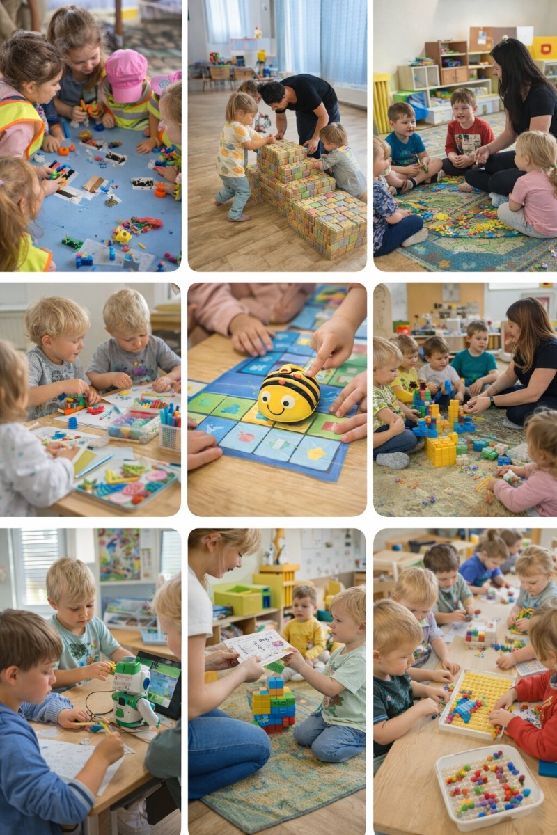 Týmová spolupráce dětí při aktivitě na táboře Bridge Academy